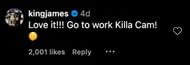 LeBron James' IG comment